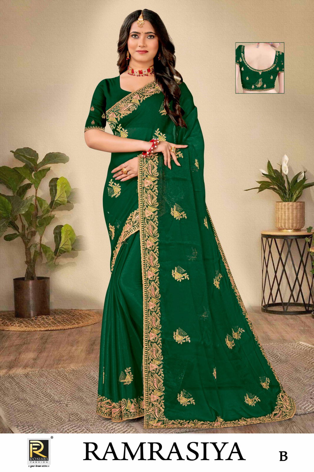 Ramrasiya By Ronisha Simmer Embroidery Heavy Designer Sarees Wholesale Price In Surat
